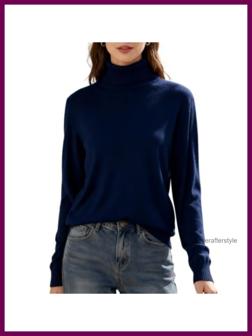 Turtleneck Long Sleeve Pullover Sweater Rib-Knit Cuffs